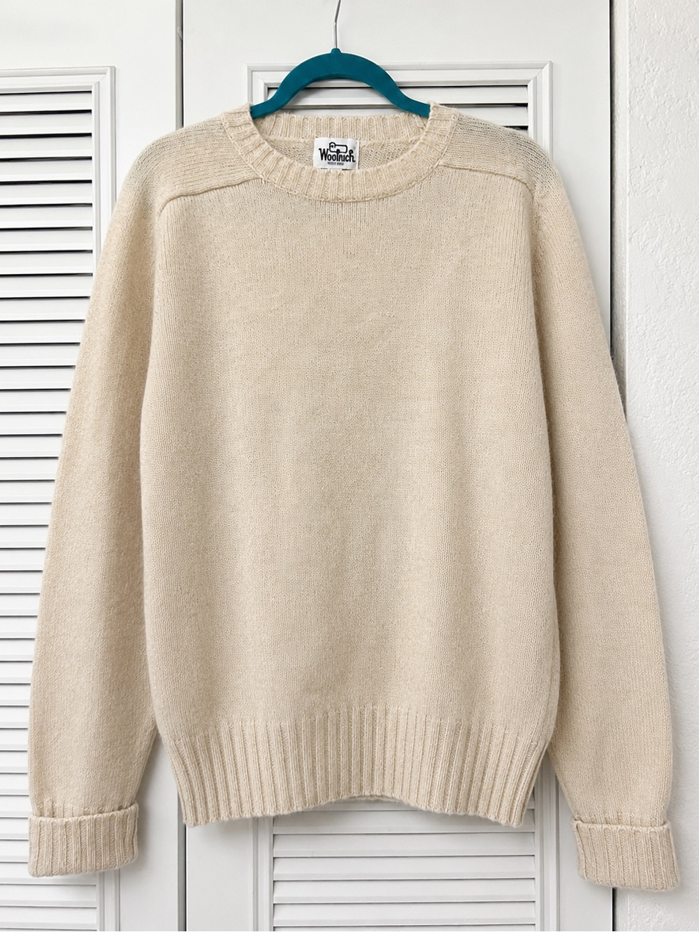 Woolrich VTG Classic Men's Cream Crewneck 100% Shetland wool Sweater S/M ?